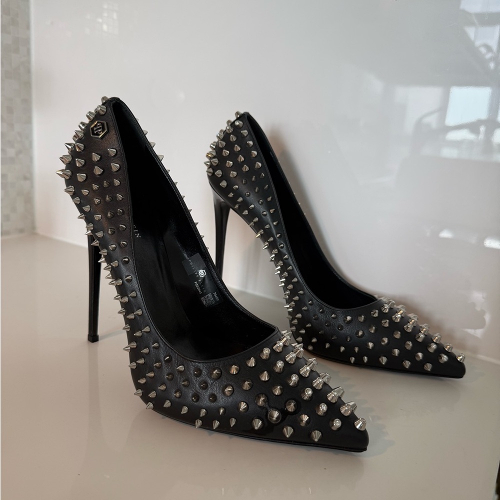 Studded Black Stiletto Heels